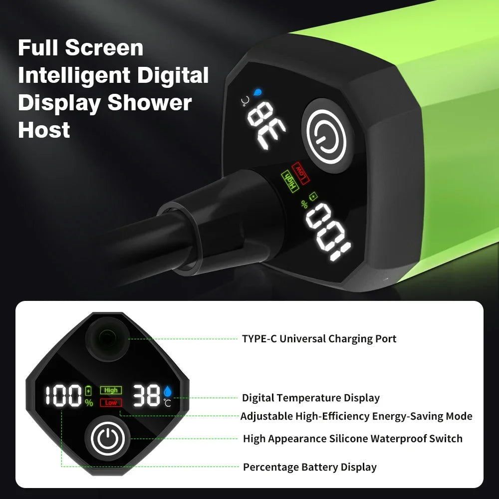 Portable Camping Shower Kit – 6000mAh USB Rechargeable