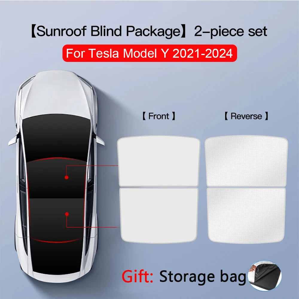 Tesla Model 3 / Model Y Glass Roof Sunshade Set – 2-Piece UV Protection