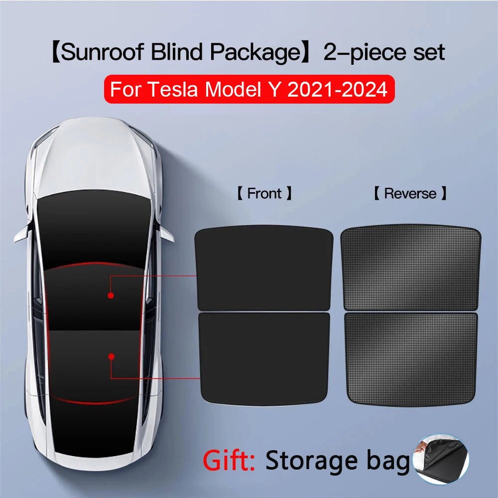 Tesla Model 3 / Model Y Glass Roof Sunshade Set – 2-Piece UV Protection