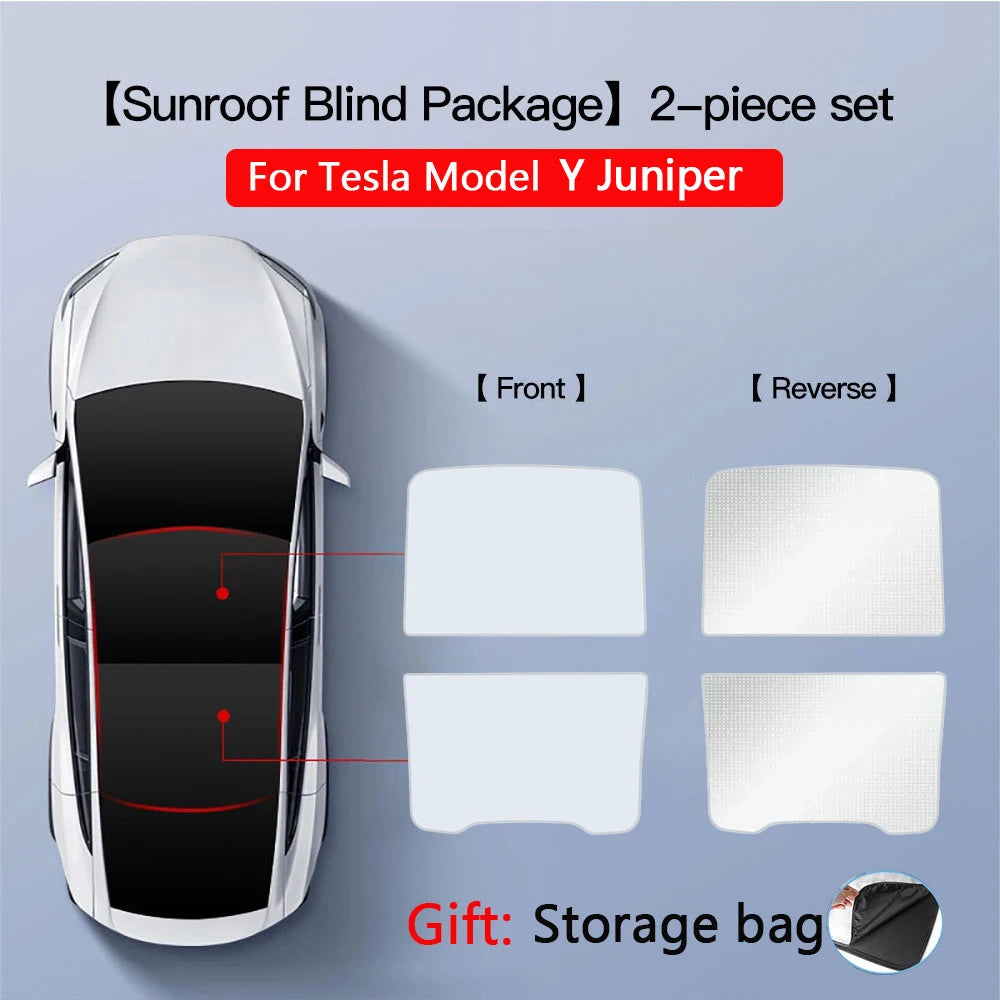 Tesla Model 3 / Model Y Glass Roof Sunshade Set – 2-Piece UV Protection