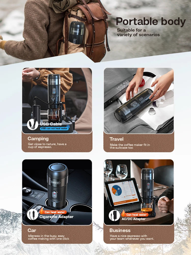 HiBREW 12V Portable Coffee Machine – Capsule & Ground Coffee Brewer