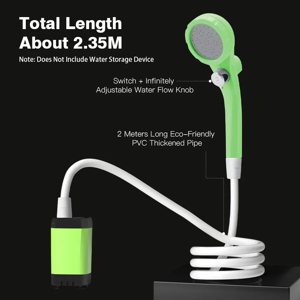 Portable Camping Shower Kit – 6000mAh USB Rechargeable