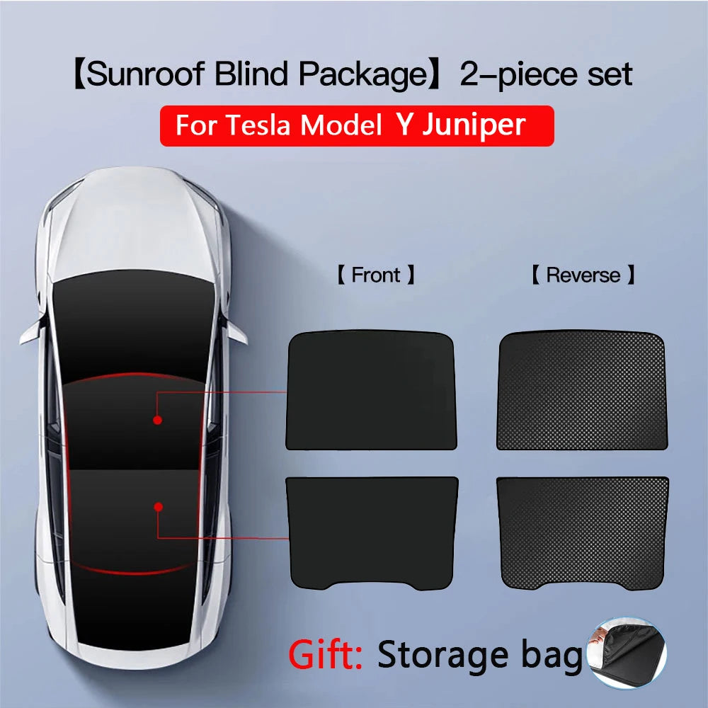 Tesla Model 3 / Model Y Glass Roof Sunshade Set – 2-Piece UV Protection