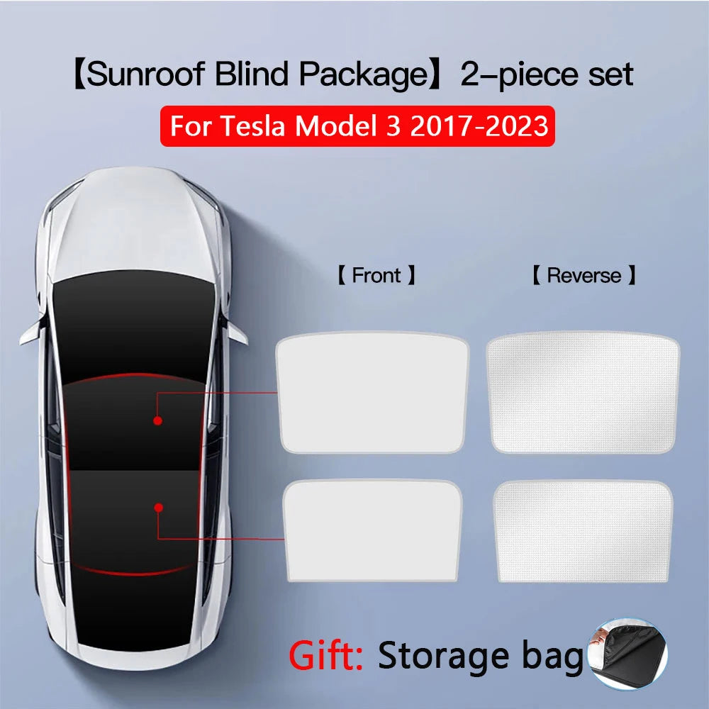 Tesla Model 3 / Model Y Glass Roof Sunshade Set – 2-Piece UV Protection