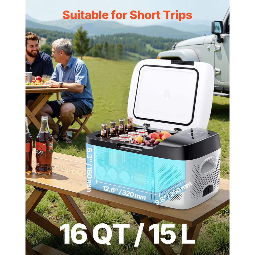15L Portable EV Camping Fridge – 12V/24V Compressor Cooler