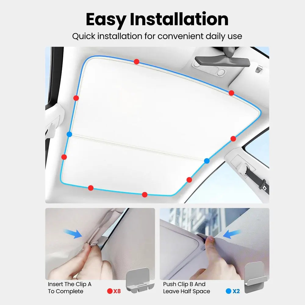 Tesla Model 3 / Model Y Glass Roof Sunshade Set – 2-Piece UV Protection