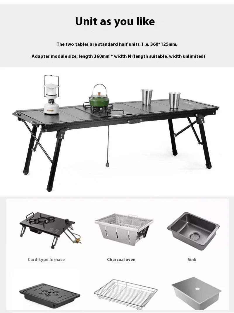 Lohascamping  Folding IGT table 5 Unit Lightweight table Backpack roll table Expand adjustable leg desk Desktop burner bbq table