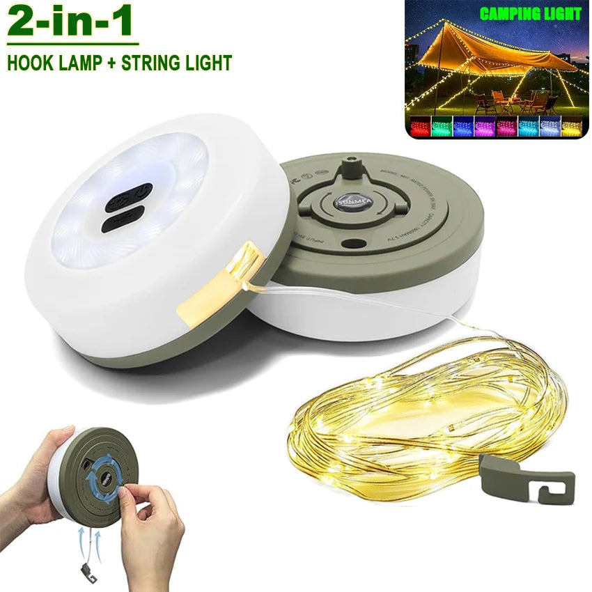 2-in-1 LED Reel String Lights – USB Rechargeable