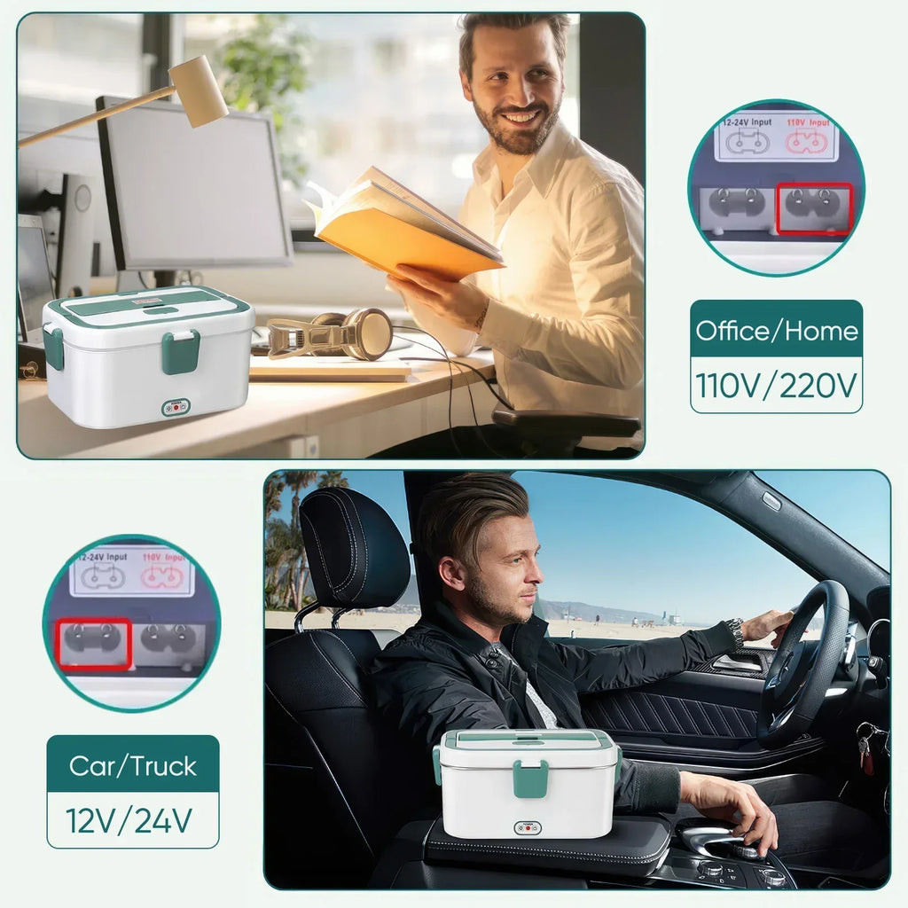 Electric Camping Lunch Box – 1.8L Self-Heating Food Warmer