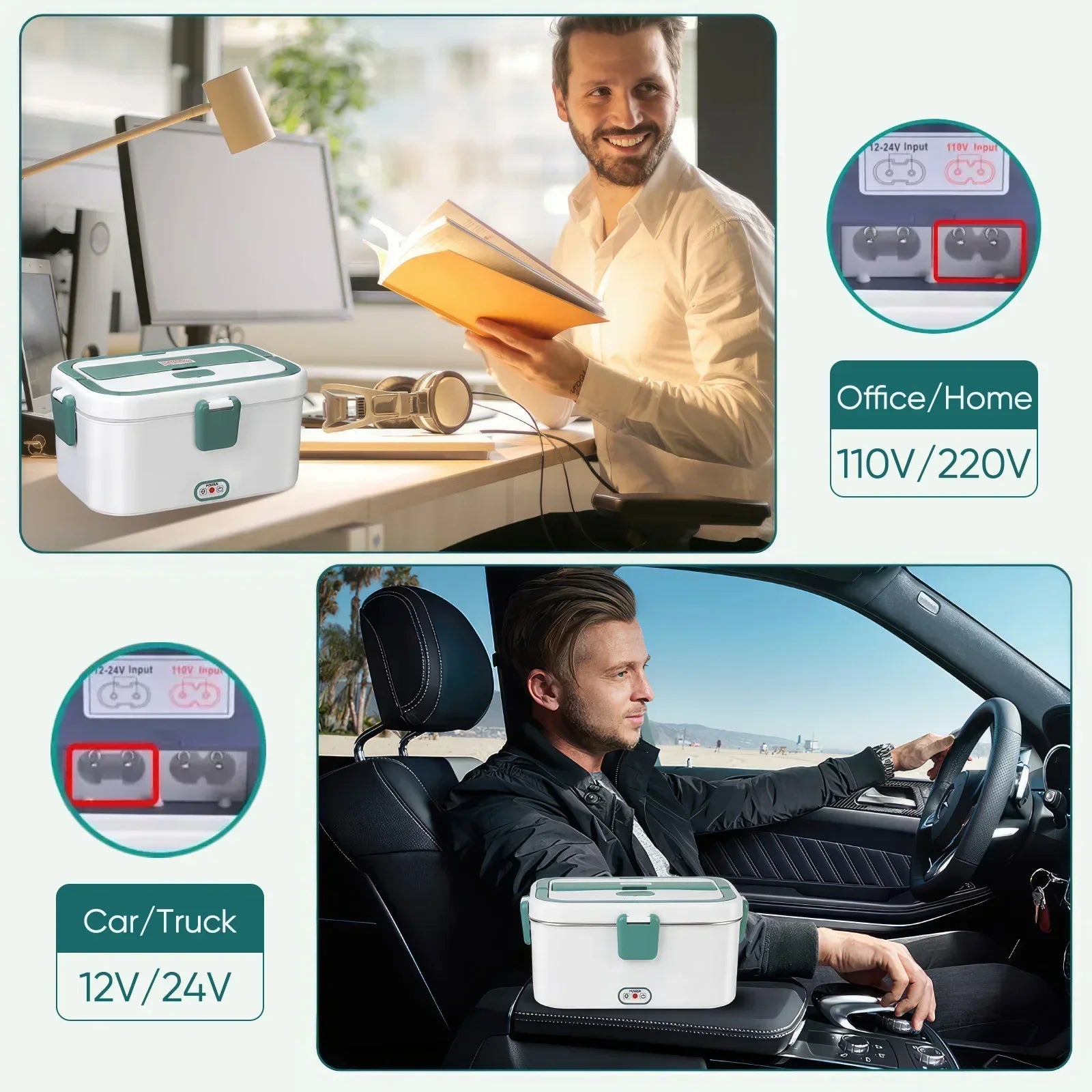 Electric Camping Lunch Box – 1.8L Self-Heating Food Warmer
