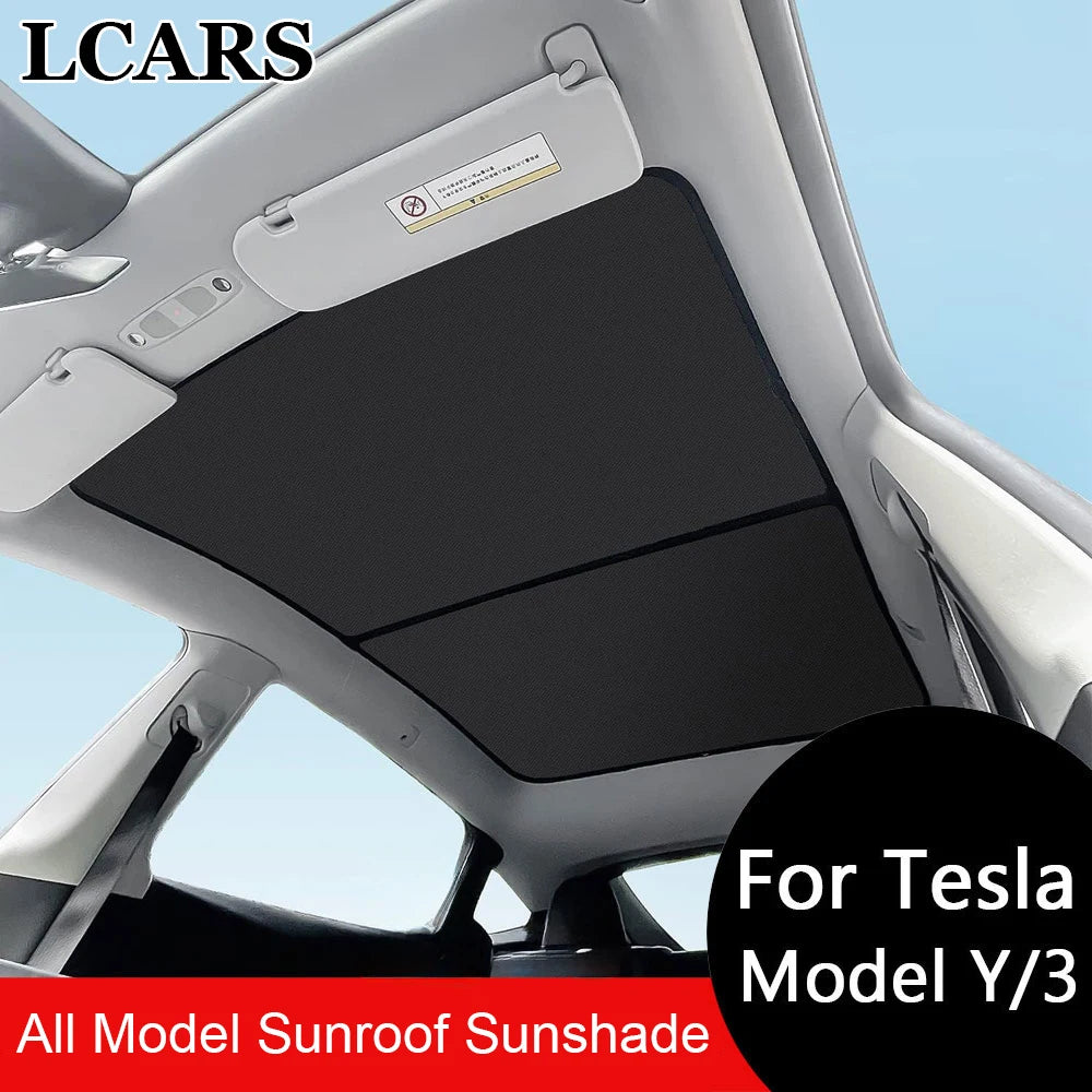 Tesla Model 3 / Model Y Glass Roof Sunshade Set – 2-Piece UV Protection