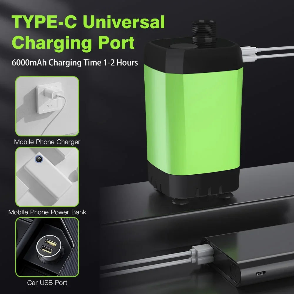 Portable Camping Shower Kit – 6000mAh USB Rechargeable