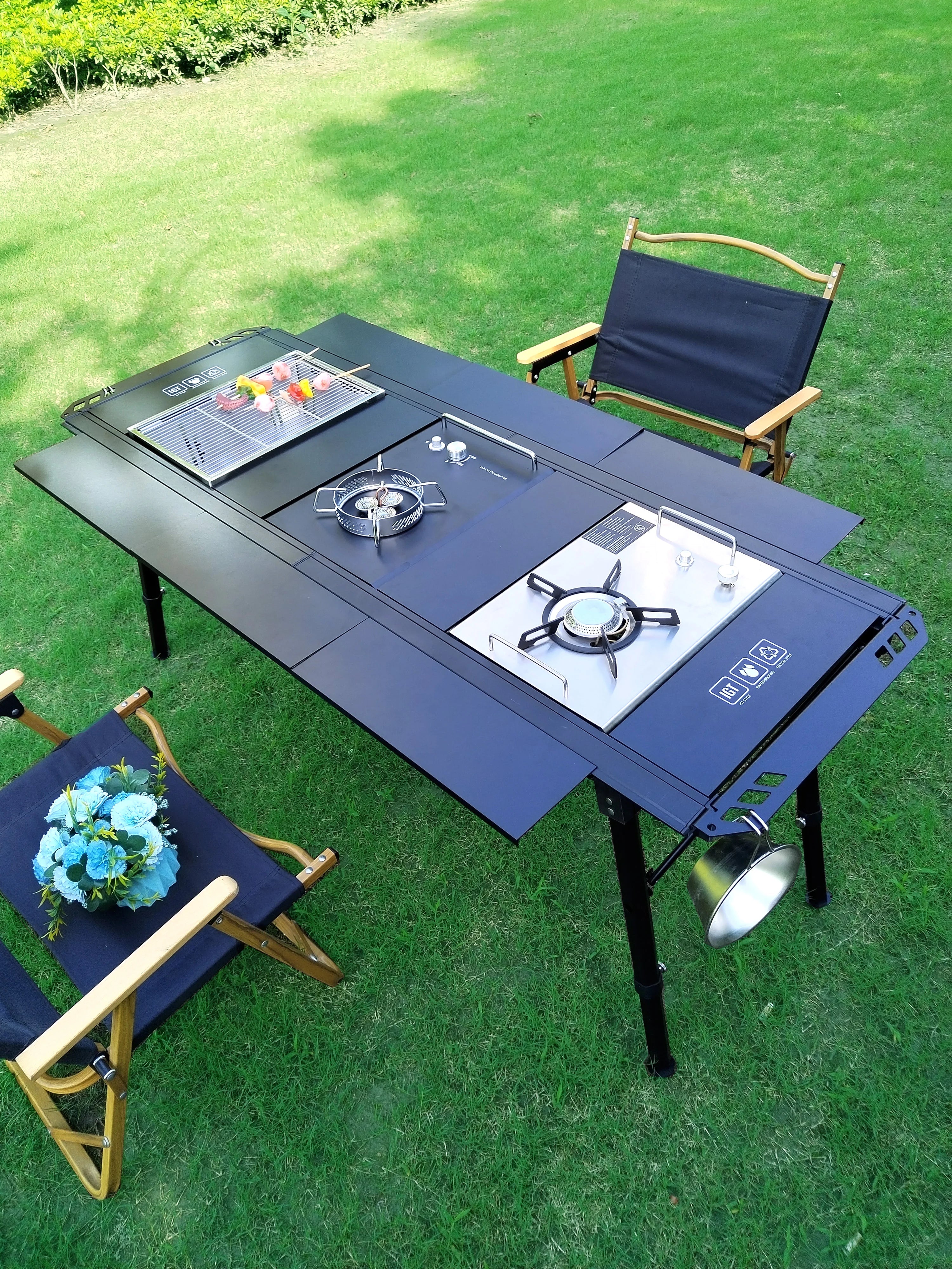 Lohascamping  Folding IGT table 5 Unit Lightweight table Backpack roll table Expand adjustable leg desk Desktop burner bbq table