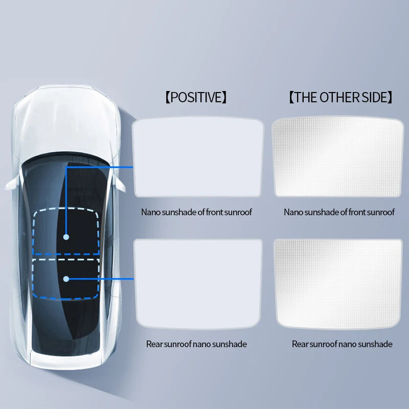 Tesla Model 3 / Model Y Glass Roof Sunshade Set – 2-Piece UV Protection