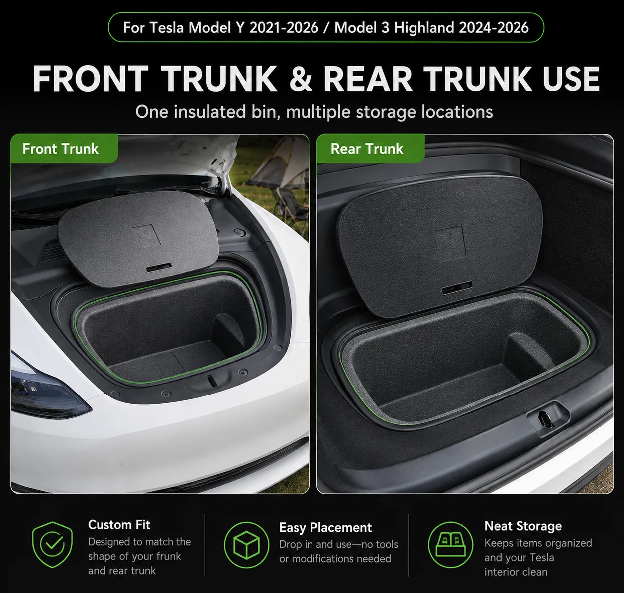 Tesla Model Y & Model 3 Boot Organiser – Insulated Camping Storage Bin